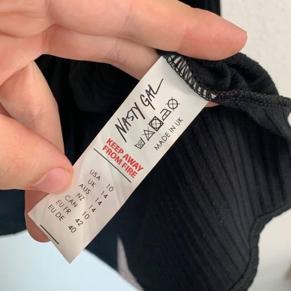 Nasty Gal black ribbed long sleeve mini dress 10 - Picture 5 of 8